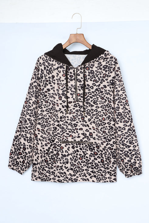 Leopard Plus Size Active Leopard Print Hoodie